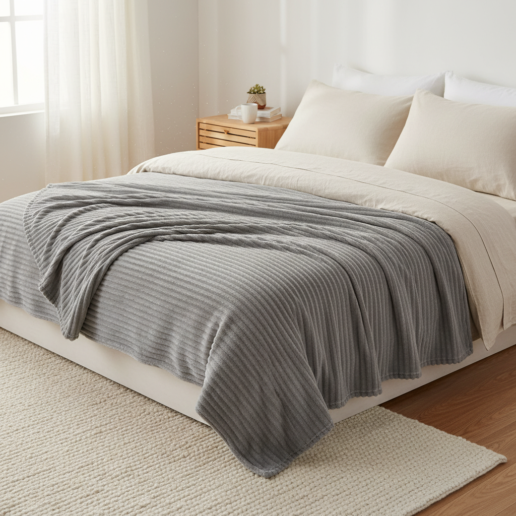 Plaid Rayures – Lifestyle – Gris clair